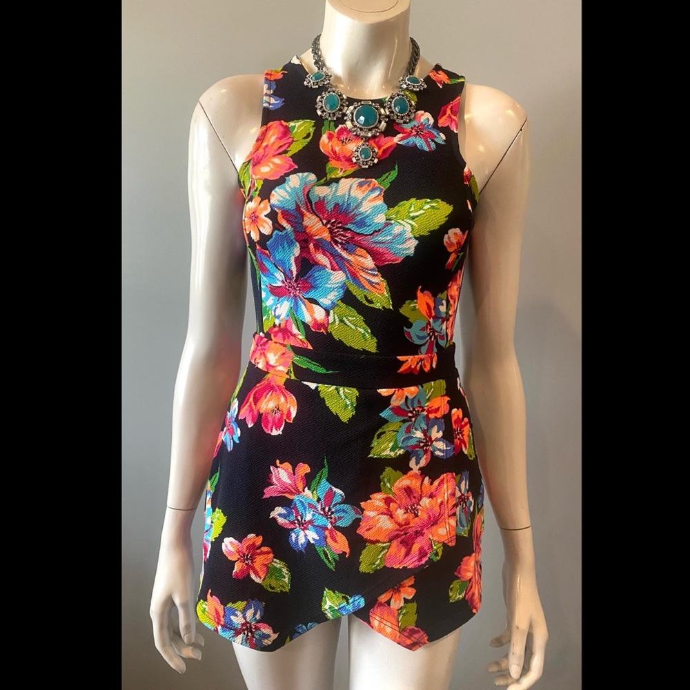 Soprano Brand Floral Sleeveless Skort Romper